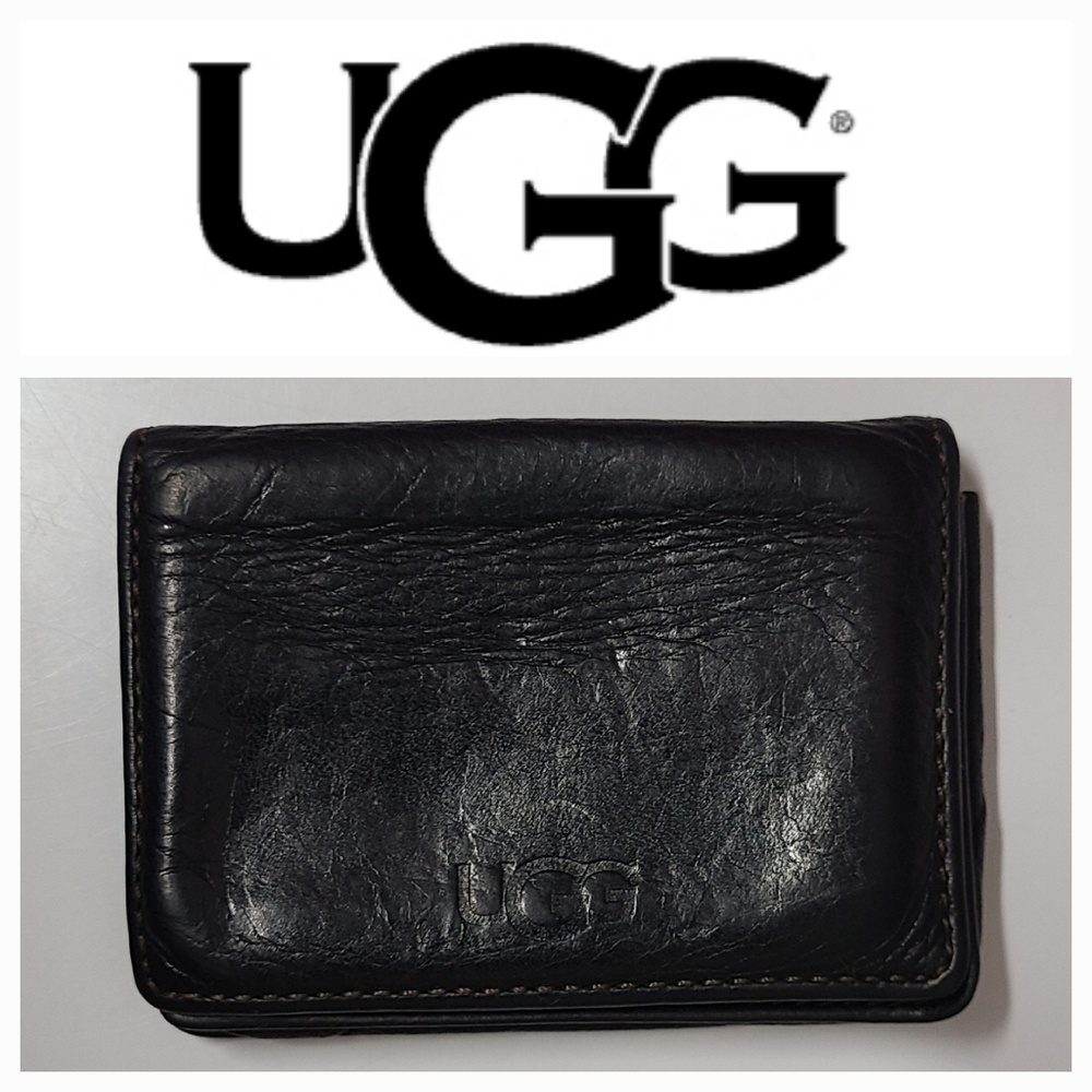 UGG Black Leather Key & Card Holder Wallet